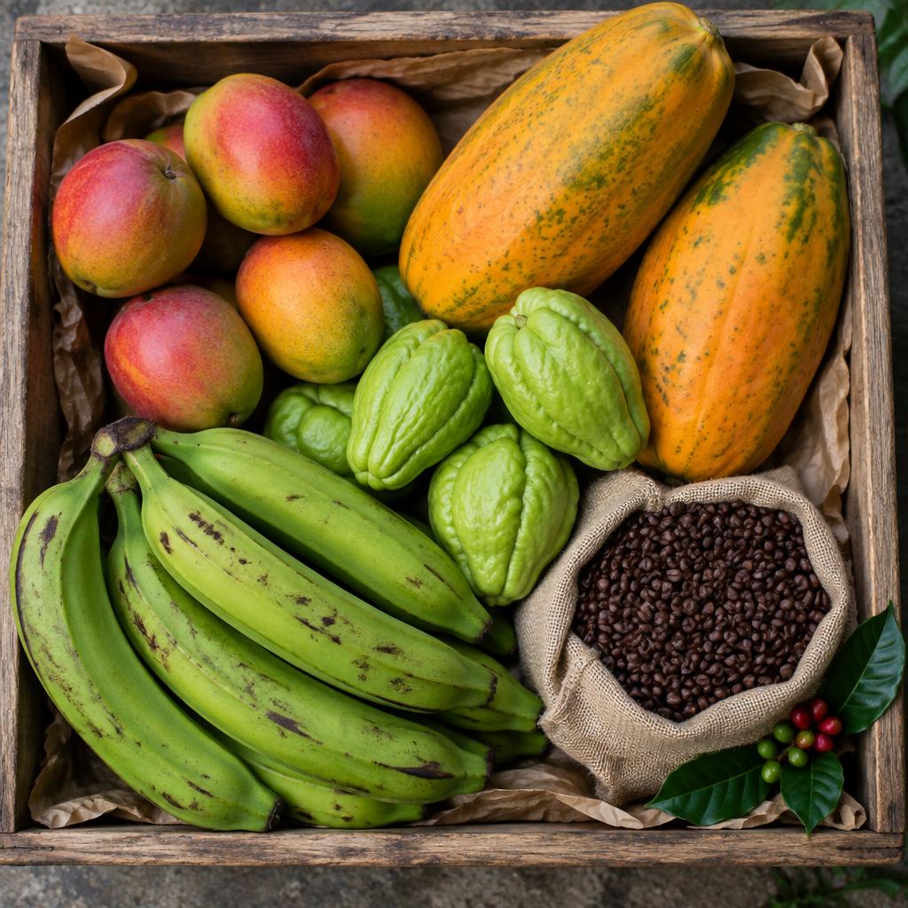 Caja de frutas y verduras de Costa Rica